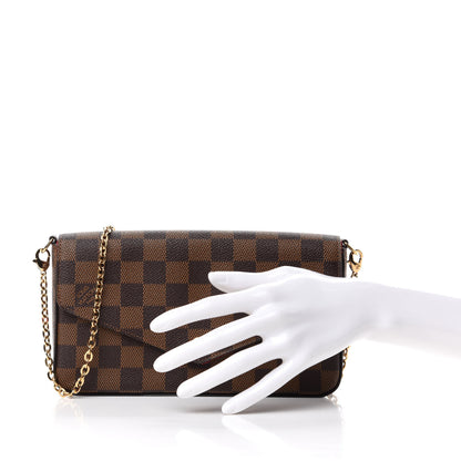 Louis Vuitton Damier Ebene Pochette Felicie Chain Wallet 2 of 8