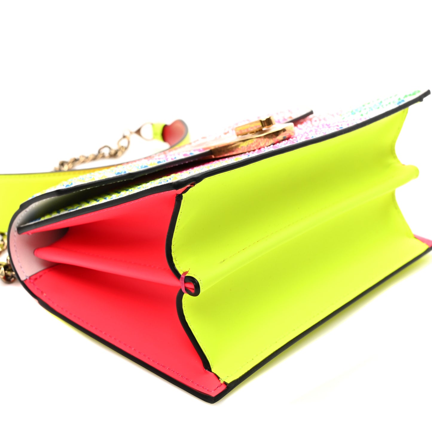 Calfskin Suede Crystal Embellished Small Elisa Snow Yellow Multicolor