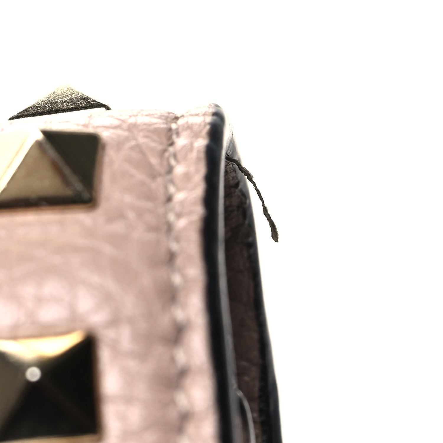 Valentino Garavani Pebbled Calfskin Rockstud Envelope Wallet on Chain Poudre 12 of 12