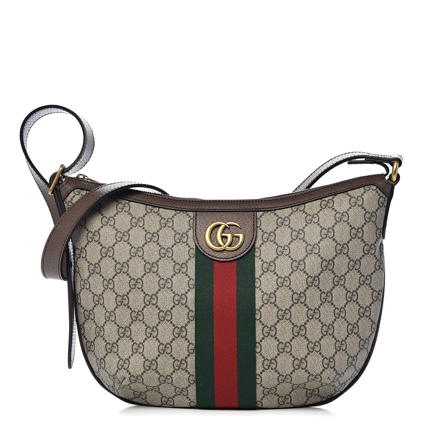 Gucci GG Supreme Monogram Web Small Ophidia Half Moon Hobo Brown 1 of 11