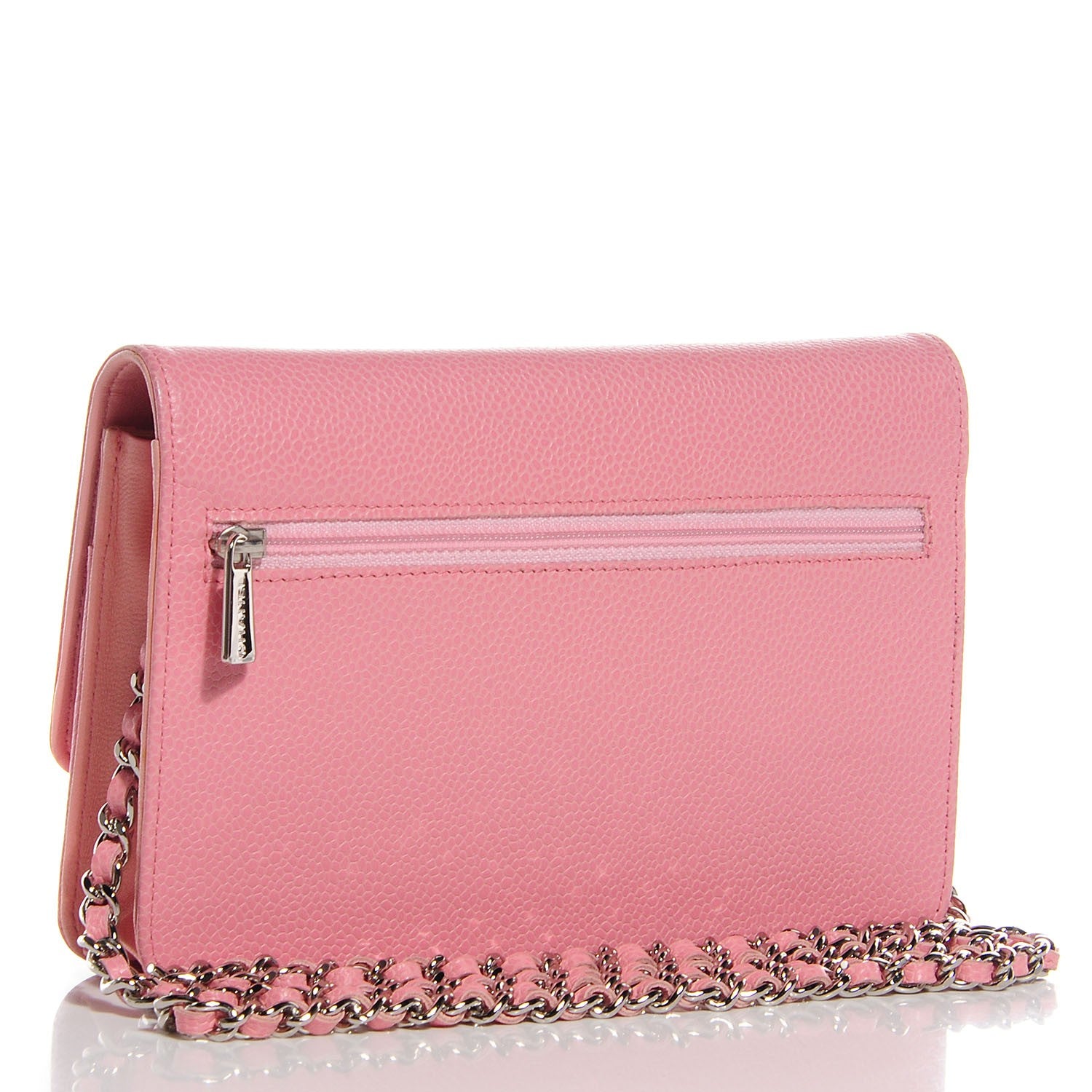 Chanel Caviar Timeless CC Wallet on Chain WOC Pink 3 of 8