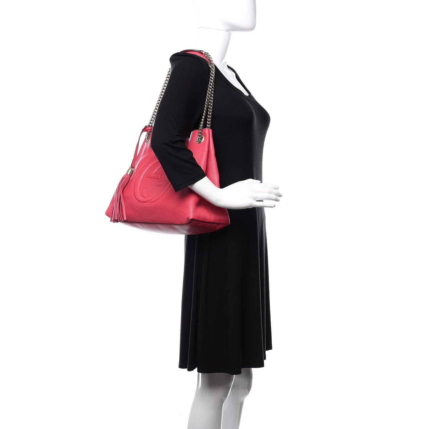 Pebbled Calfskin Medium Soho Chain Shoulder Bag Pink