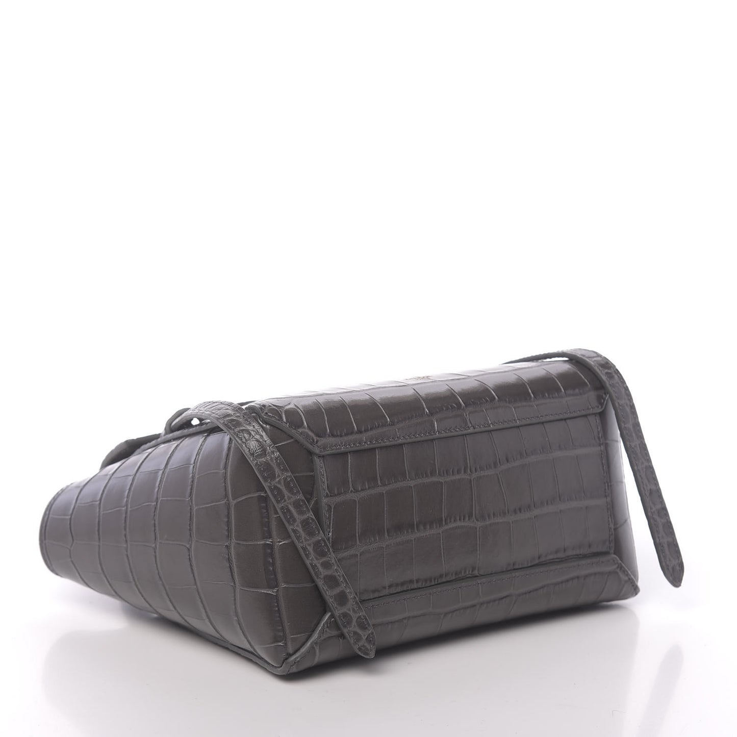 Calfskin Crocodile Embossed Nano Belt Bag Grey