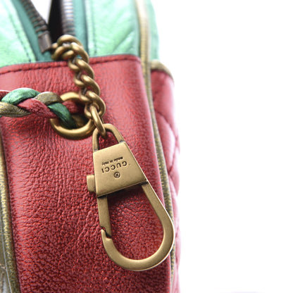 Gucci Laminated Nappa Trapuntata Mini Zumi Dome Shoulder Bag Rosso Jasmine Green Rame 7 of 11