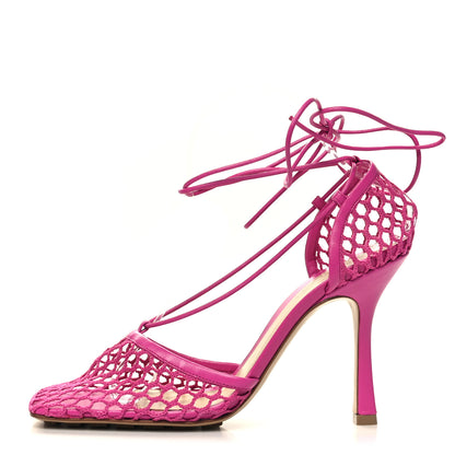 Bottega Veneta Mesh Nappa Stretch Ankle Tie 90mm Sandals 39.5 Hollyhock 1 of 7