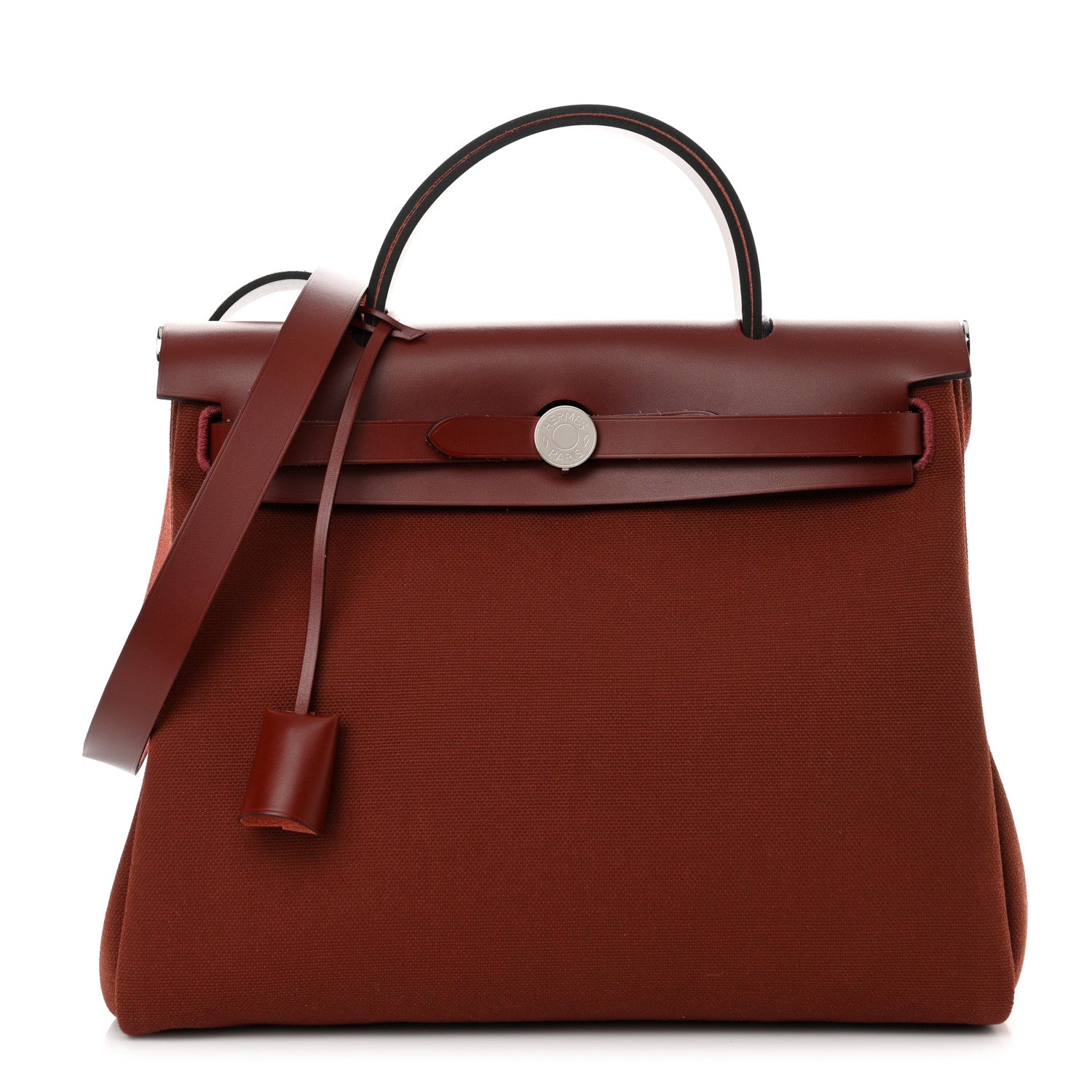 Hermes Military Toile Vache Hunter Herbag Zip Retourne 31 PM Rouge H 3 of 11