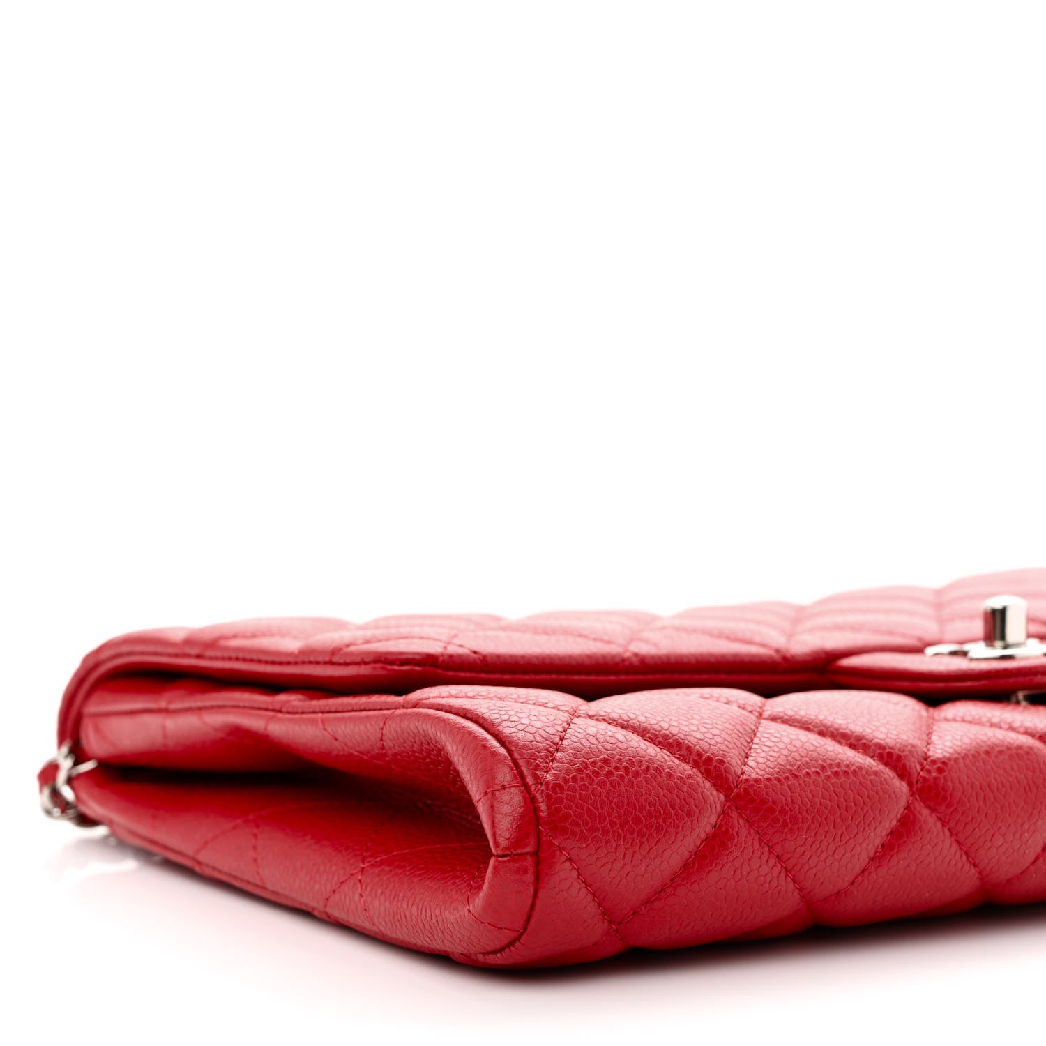 Chanel Caviar Quilted Clutch With Chain Flap Red 9 of 11