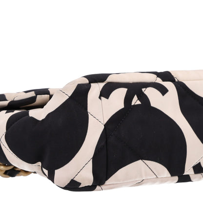 Chanel Fabric Printed Large Chanel 19 Flap Black Ecru 9 of 10