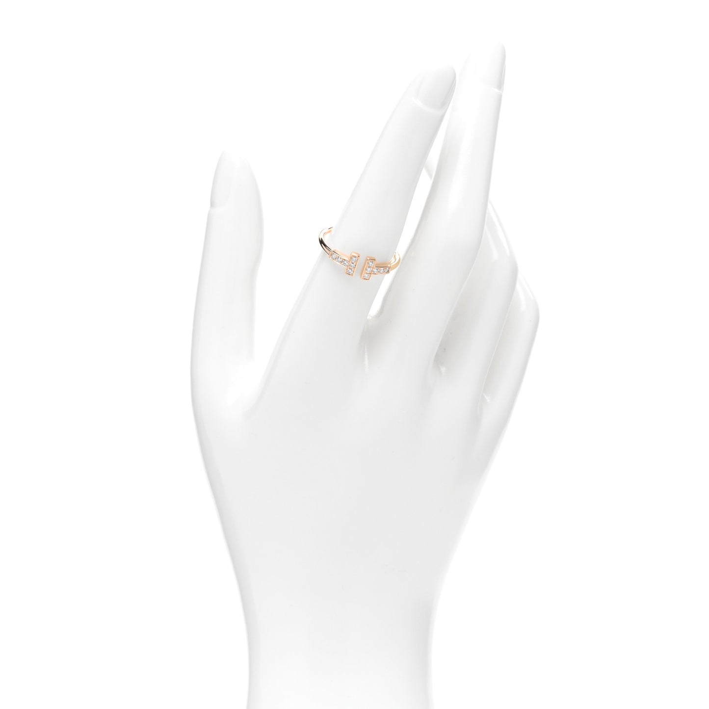 18K Rose Gold Diamond T Wire Ring 55 7.25