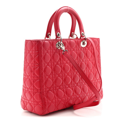 Christian Dior Lambskin Cannage Large Lady Dior Fuchsia 3 of 10