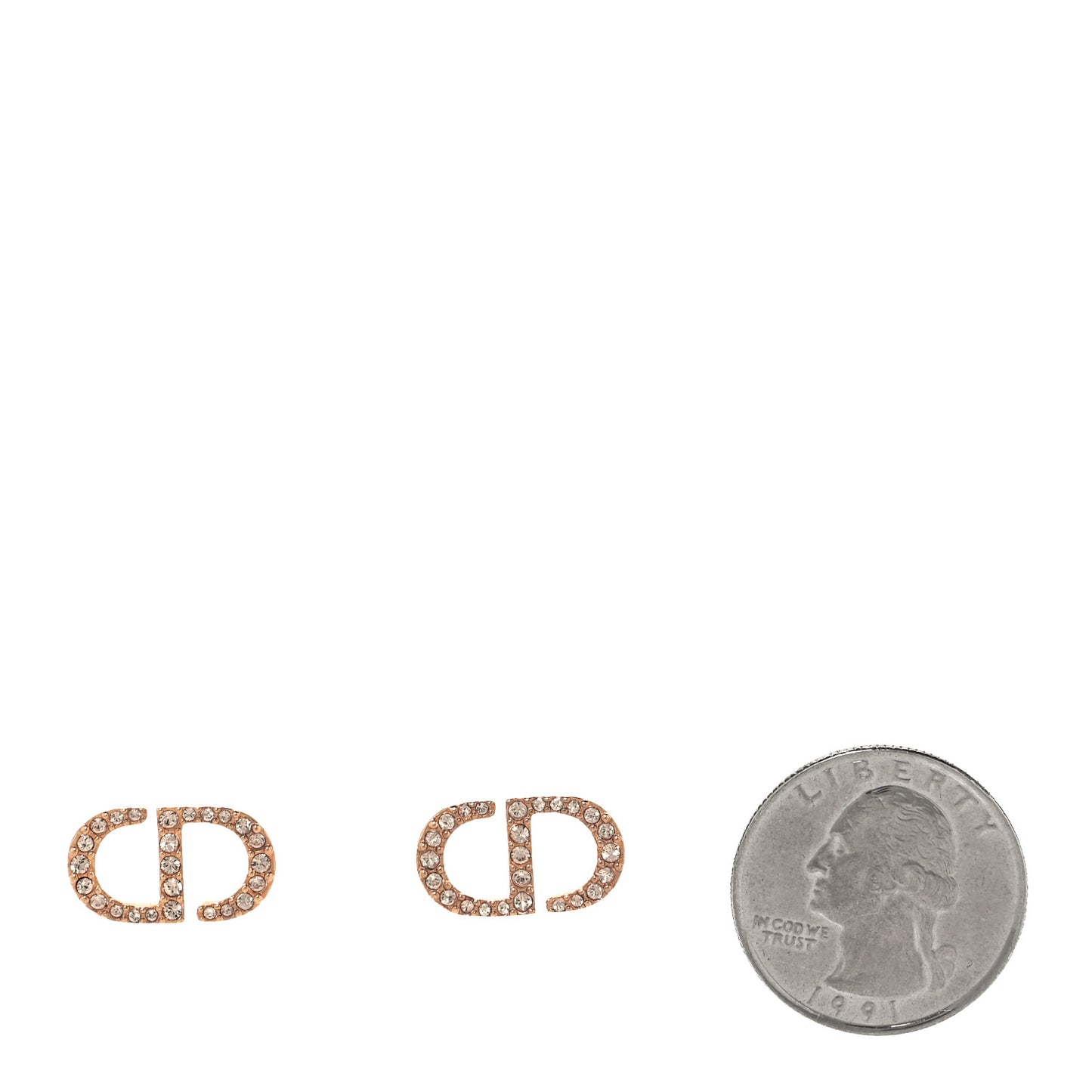 Crystal Petit CD Stud Earrings Rose Gold