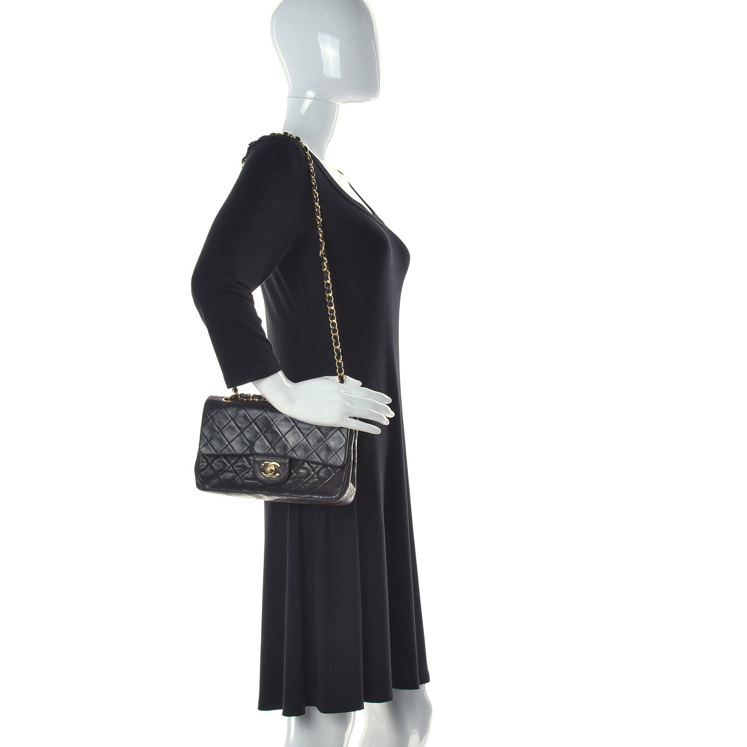 Chanel Lambskin Quilted Small Double Flap Black 2 of 13