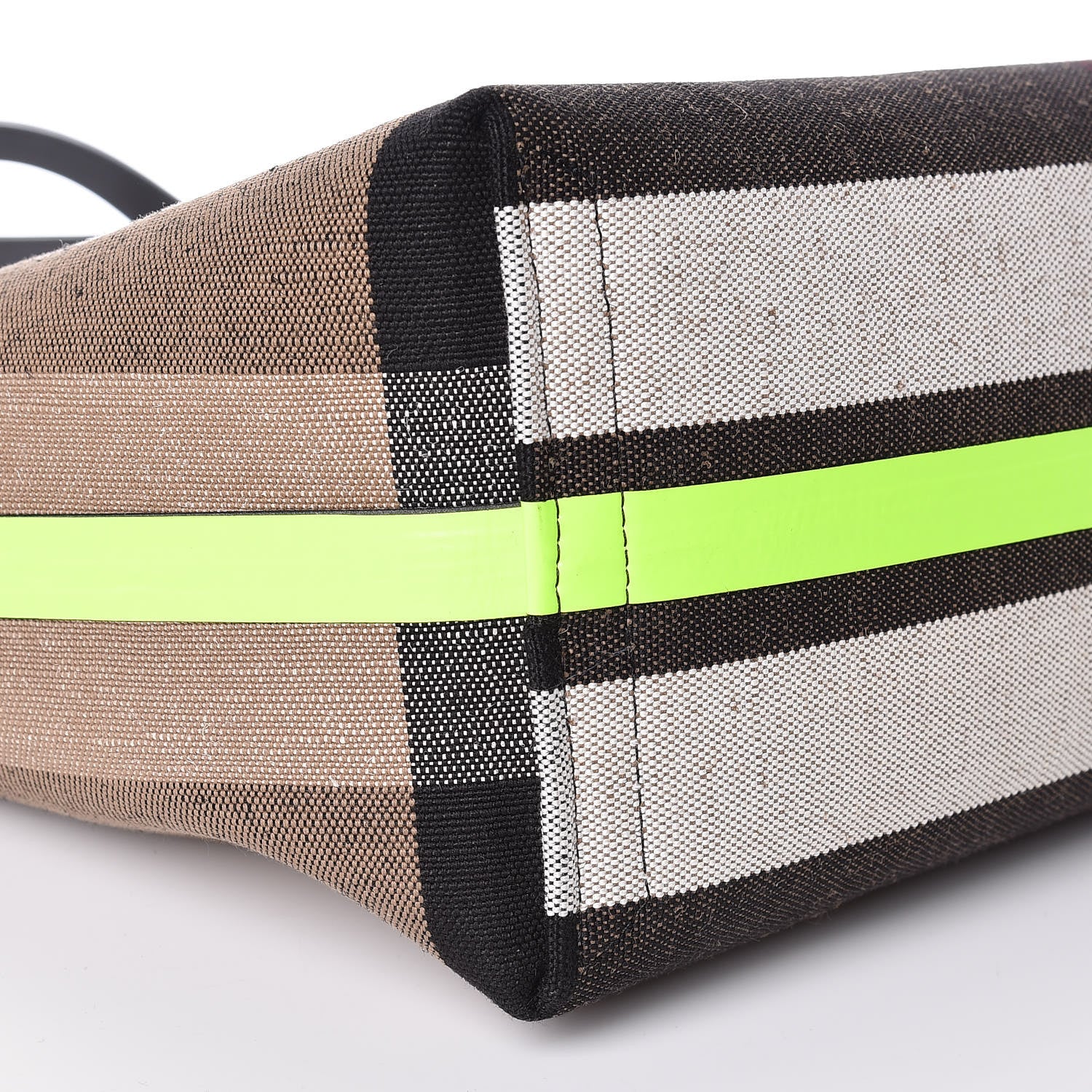 Burberry Canvas Mega Check The Giant Reversible Tote Black Neon Yellow 12 of 15