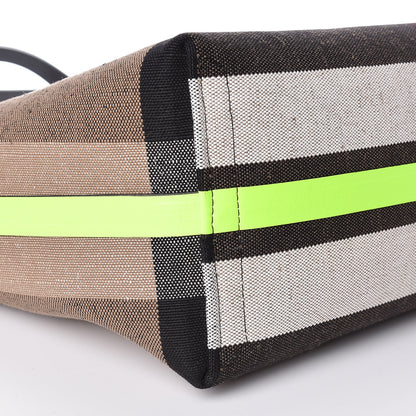 Burberry Canvas Mega Check The Giant Reversible Tote Black Neon Yellow 12 of 15