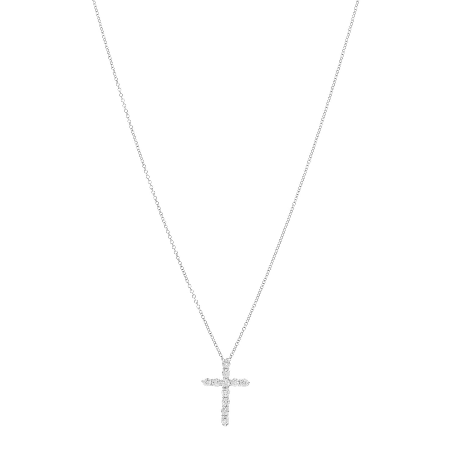 Platinum Diamond Small Cross Pendant Necklace