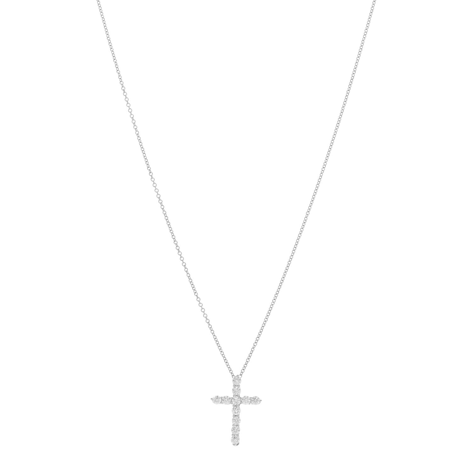 Tiffany Platinum Diamond Small Cross Pendant Necklace 1 of 4