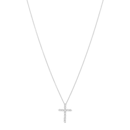 Tiffany Platinum Diamond Small Cross Pendant Necklace 1 of 4