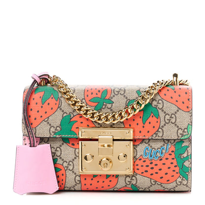 Gucci GG Supreme Monogram Strawberry Small Padlock Shoulder Bag 1 of 12