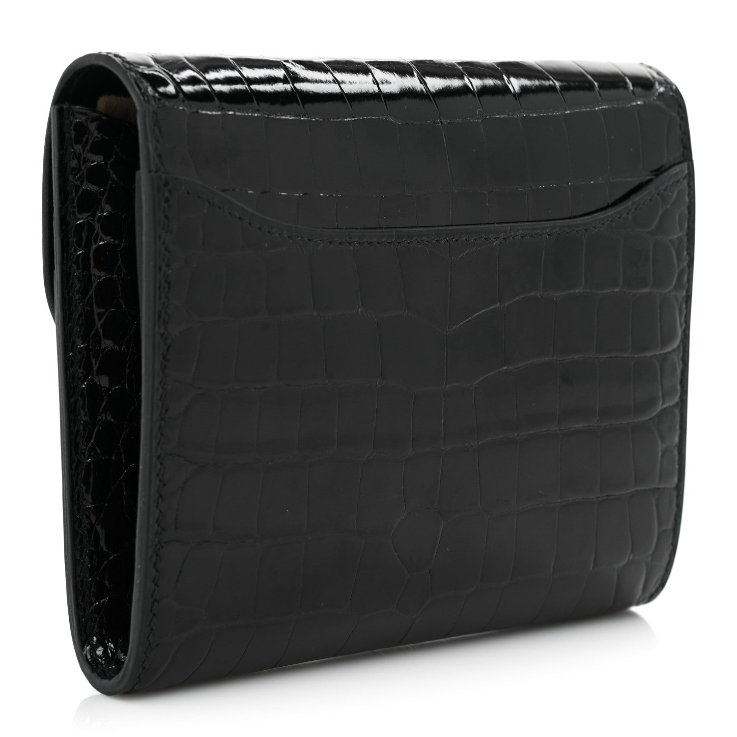 Hermes Shiny Alligator Constance Short Wallet Black 3 of 10