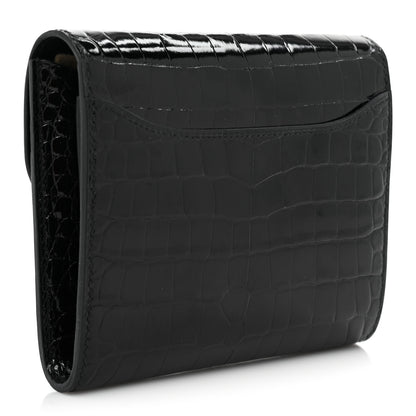 Hermes Shiny Alligator Constance Short Wallet Black 3 of 10