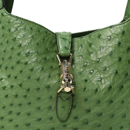 Gucci Ostrich Small Jackie O Hobo Green 8 of 10