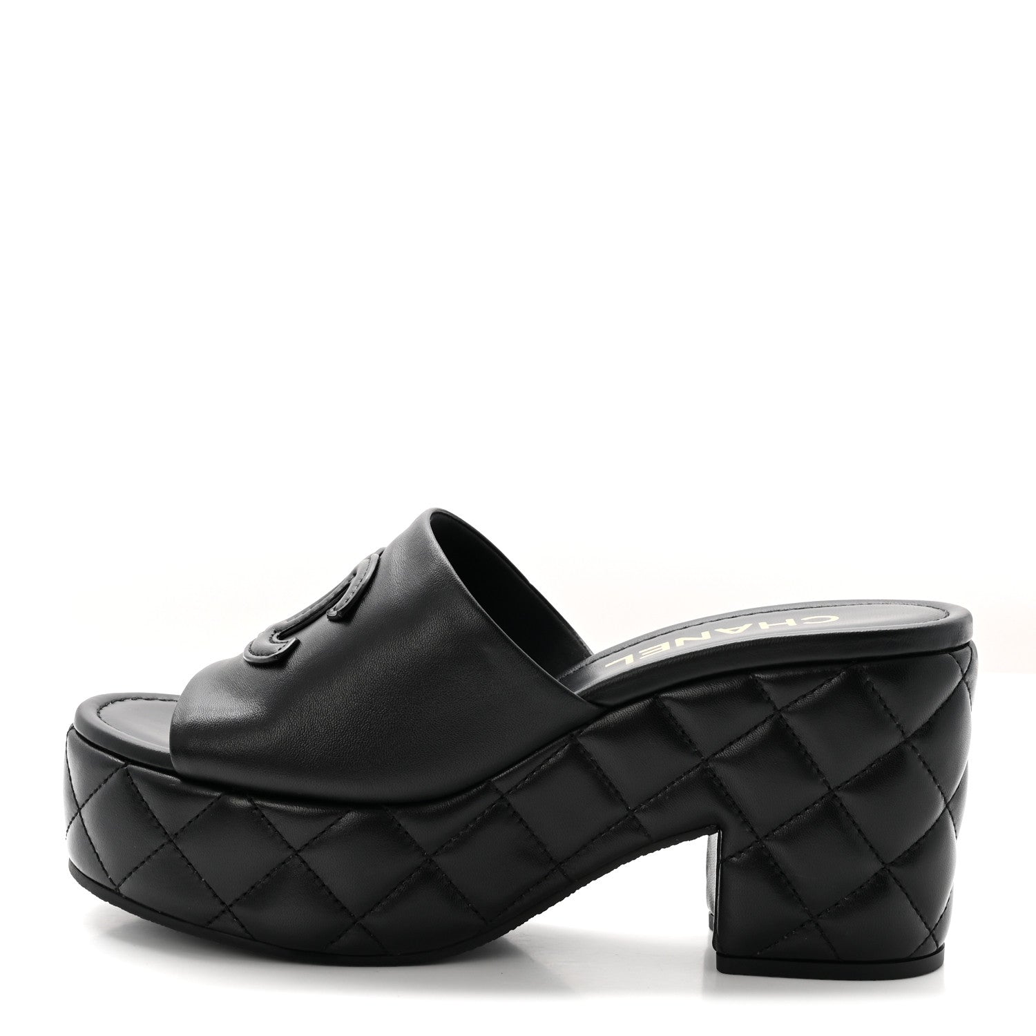 Chanel Lambskin Quilted CC Platform Mules 40 Black 1 of 10