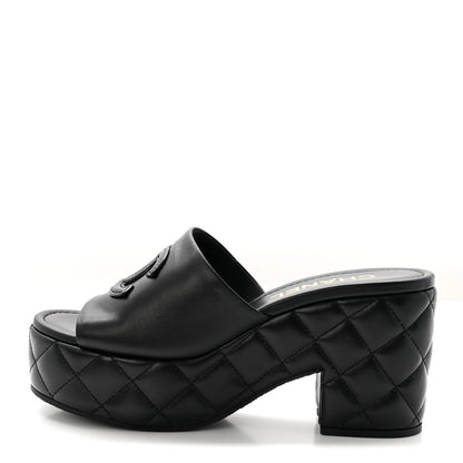 Chanel Lambskin Quilted CC Platform Mules 40 Black 1 of 10