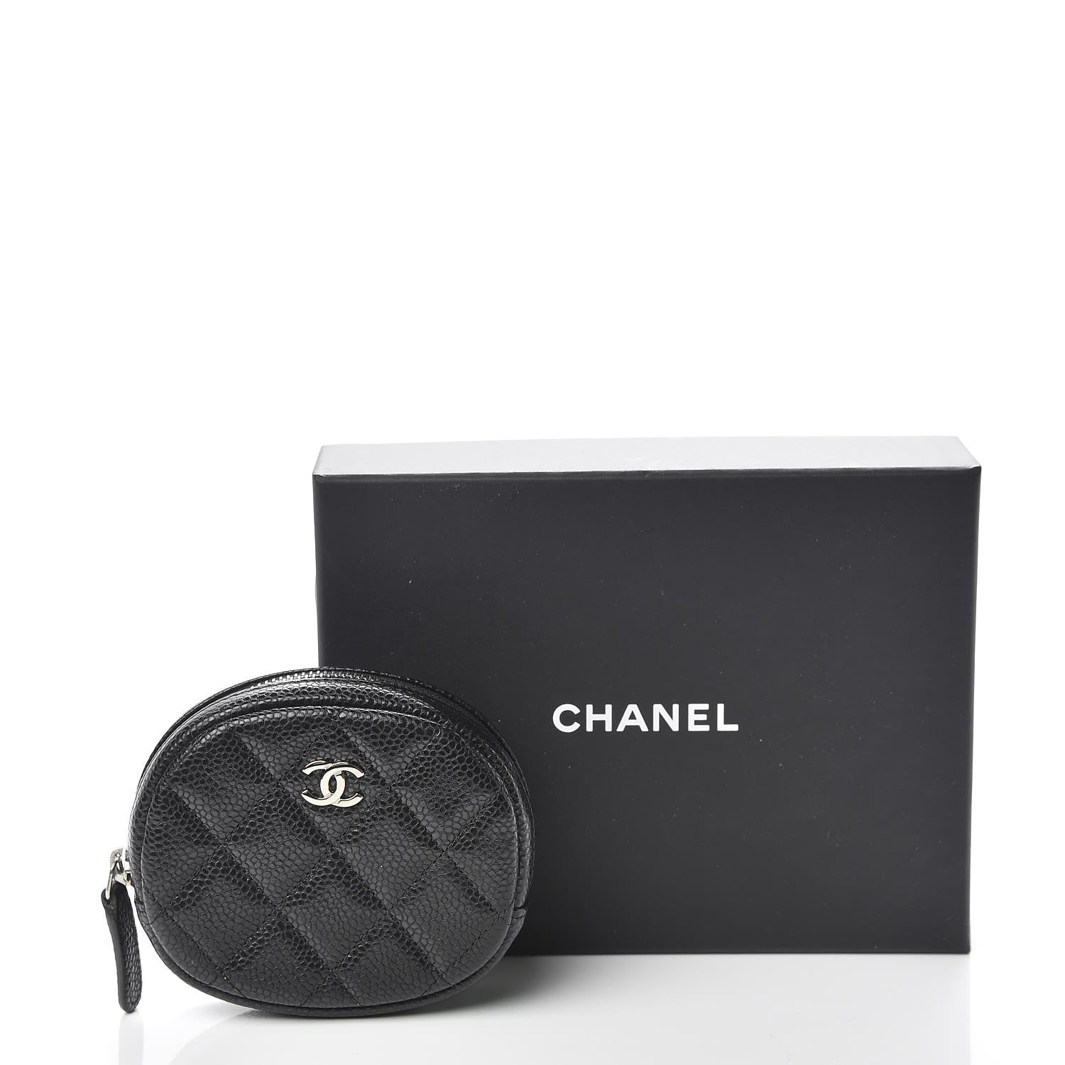 Chanel Metallic Caviar Quilted Zip Around Classic Coin Purse Black 9 of 9