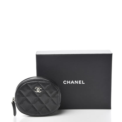 Chanel Metallic Caviar Quilted Zip Around Classic Coin Purse Black 9 of 9