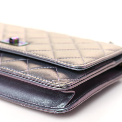 Chanel Iridescent Lambskin Quilted Reissue Wallet On Chain WOC Light Purple 11 of 11