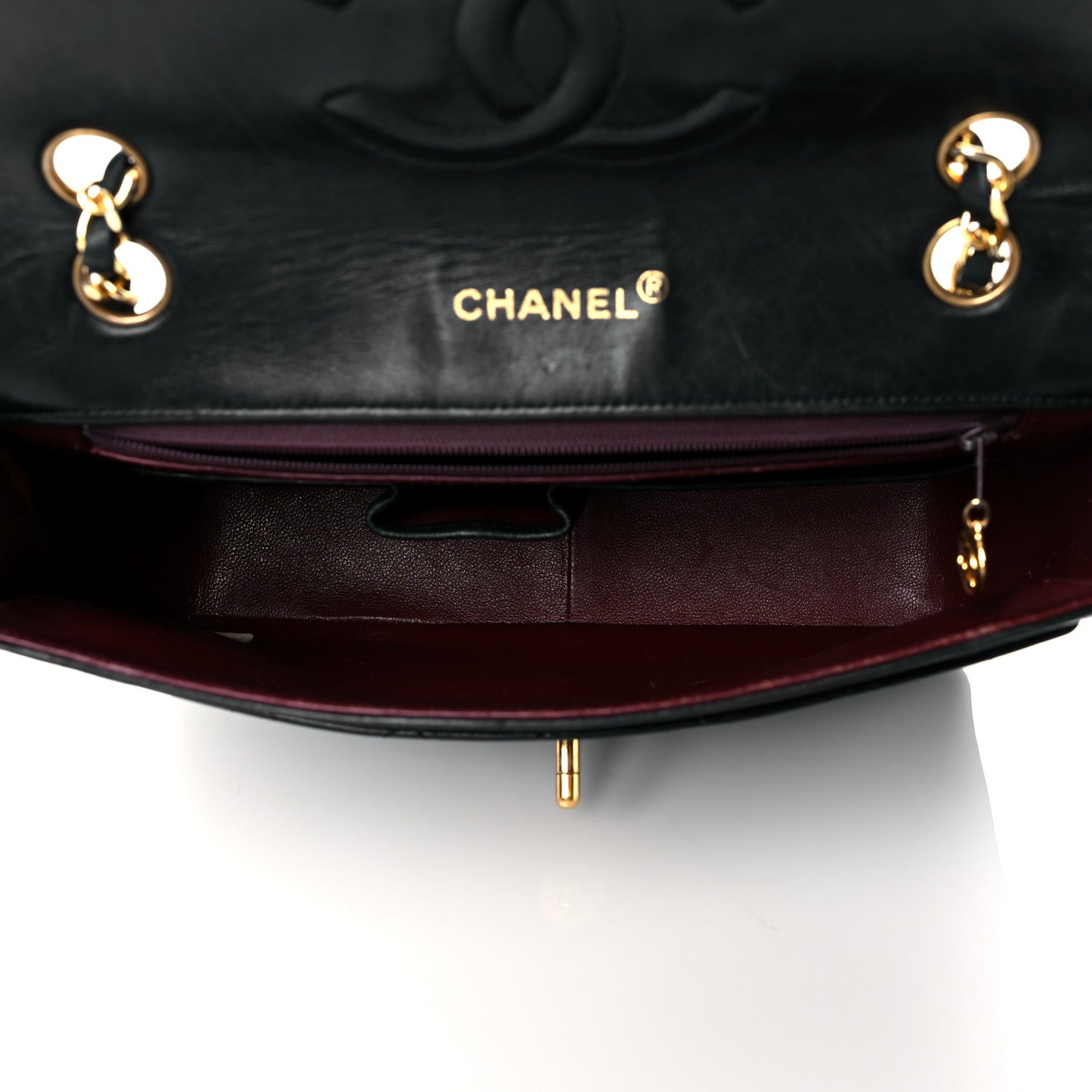 Lambskin Quilted Bi-Color Small Single Flap Black