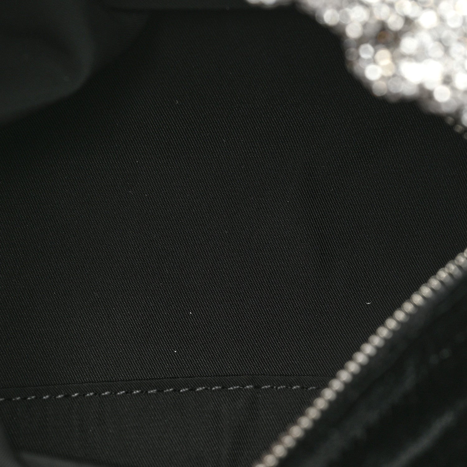 Alexander Wang Velvet Crystal Rhinestone Mini Scrunchie Bag Black Silver 5 of 9