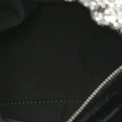 Alexander Wang Velvet Crystal Rhinestone Mini Scrunchie Bag Black Silver 5 of 9