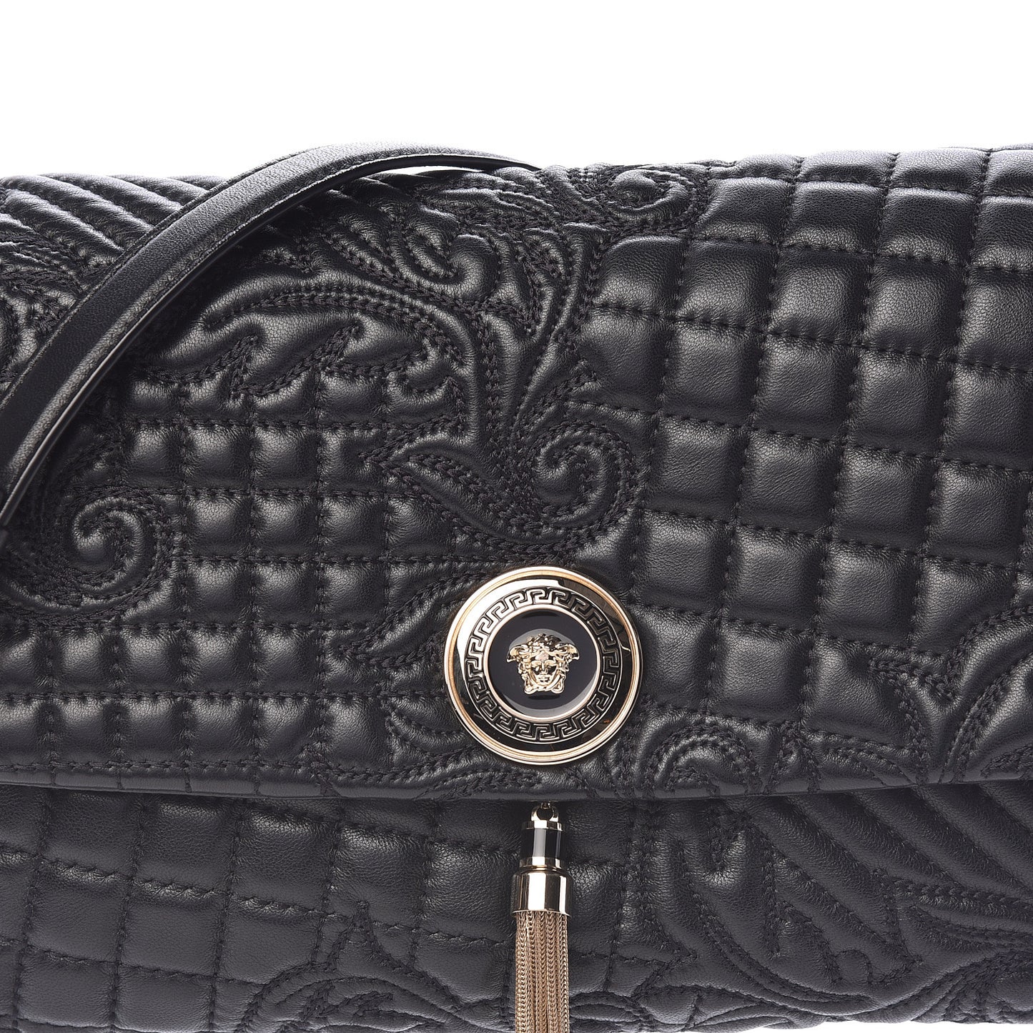 Nappa Barocco Quilted Vanitas Medea Shoulder Bag Black