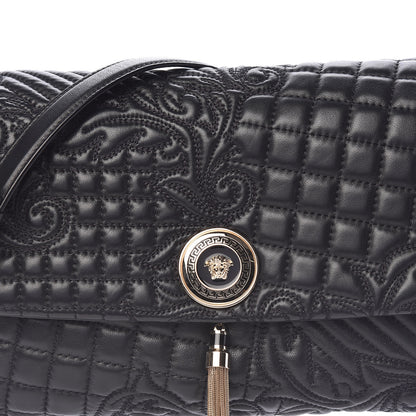 Versace Nappa Barocco Quilted Vanitas Medea Shoulder Bag Black 9 of 9