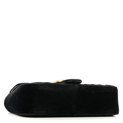 Gucci Velvet Matelasse Mini GG Marmont Shoulder Bag Black 4 of 13