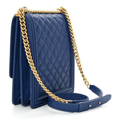 Chanel Caviar Quilted Maxi North South Boy Flap Blue 3 of 12