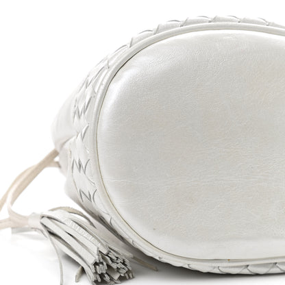 Bottega Veneta Nappa Intrecciato Drawstring Bucket Bag White 5 of 9