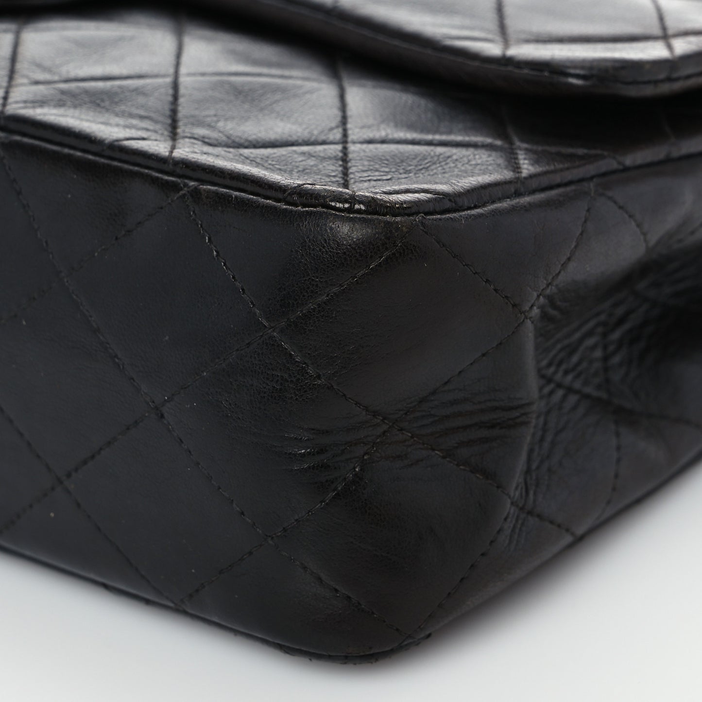 Lambskin Quilted Medium Double Flap Black