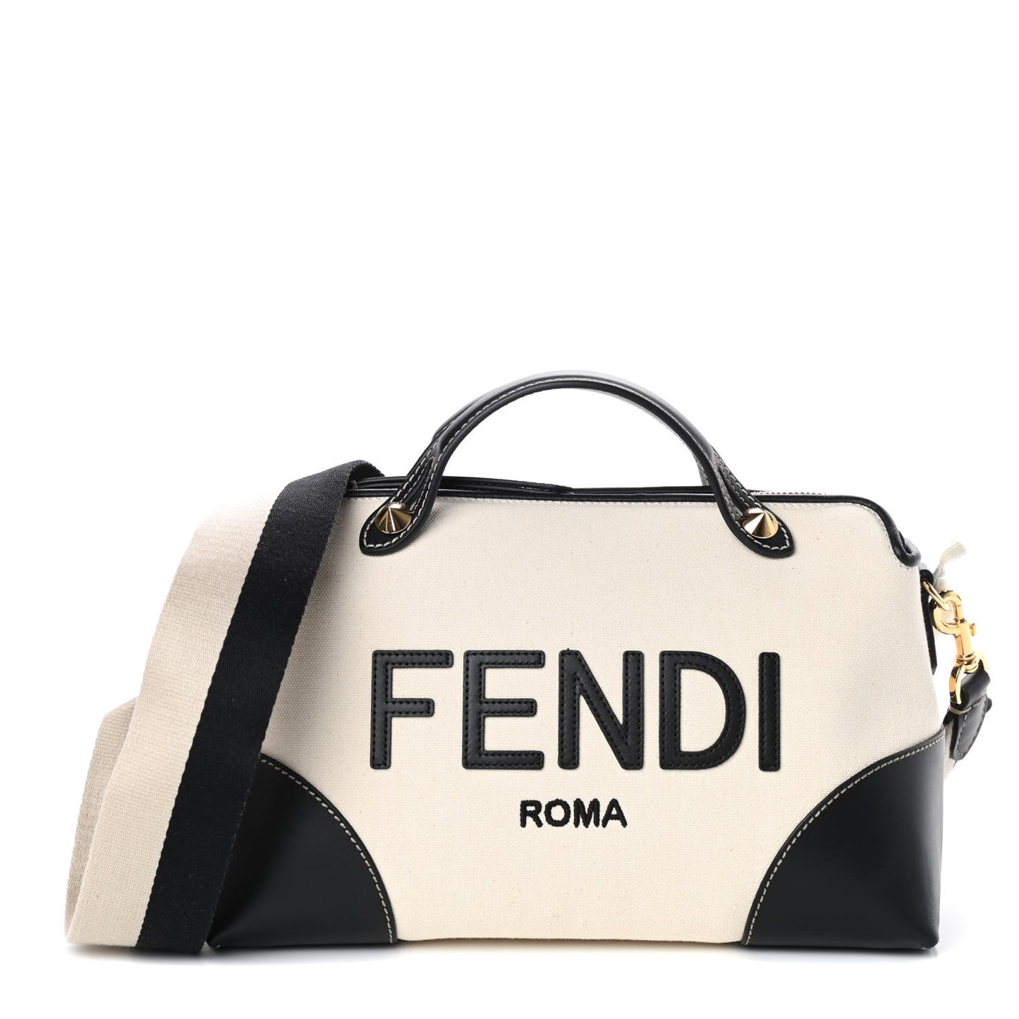 Canvas Vitello King Logo Embroidered Medium By The Way Boston Bag Grezzo Black