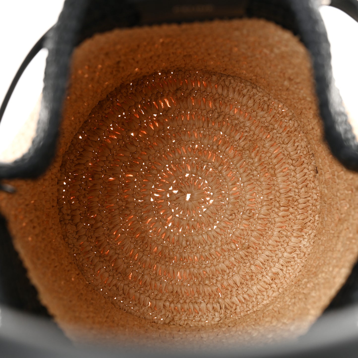 Raffia Calfskin Nano Big Bag Bucket Black Natural