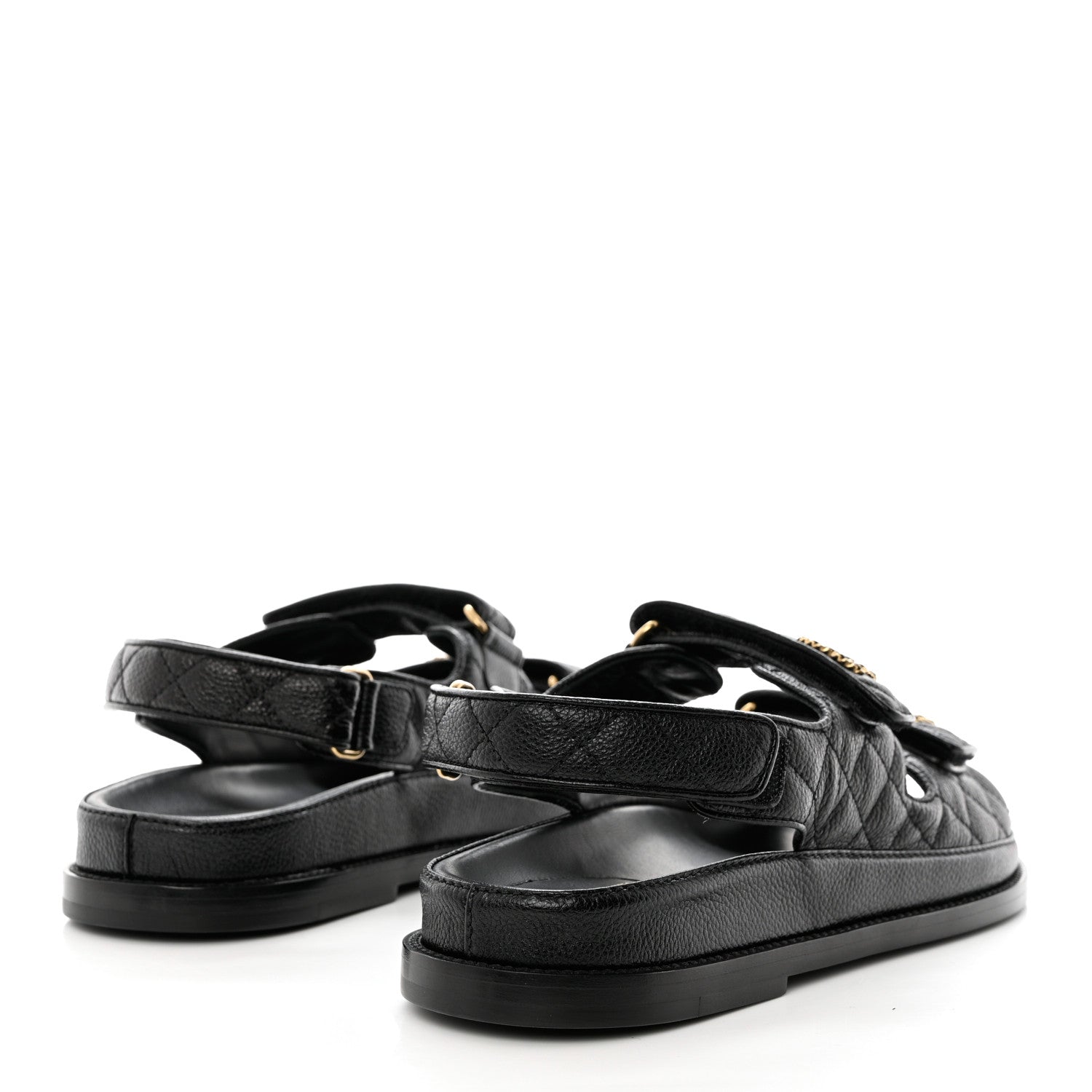 Chanel Grained Calfskin Velcro Dad Sandals 38.5 Black 4 of 9