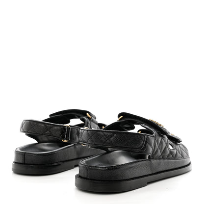 Chanel Grained Calfskin Velcro Dad Sandals 38.5 Black 4 of 9