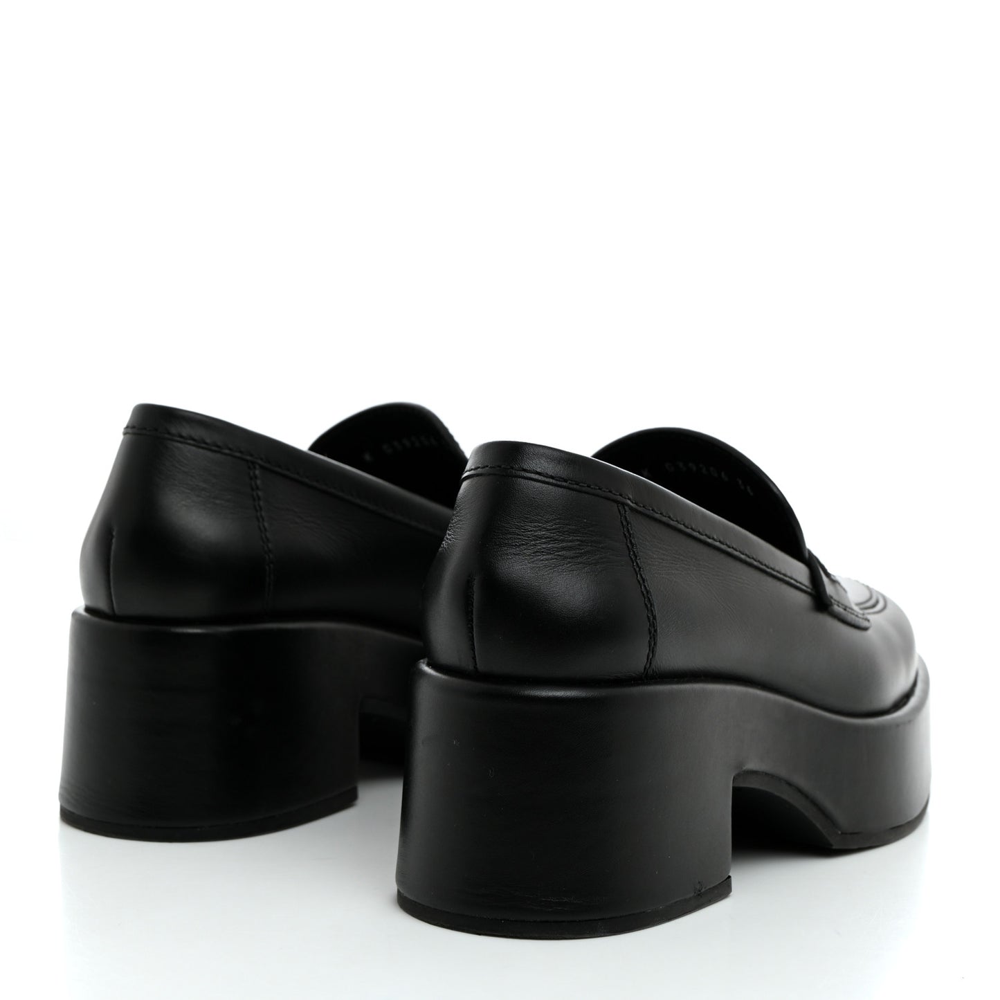 Calfskin CC Platform Loafers 36 Black
