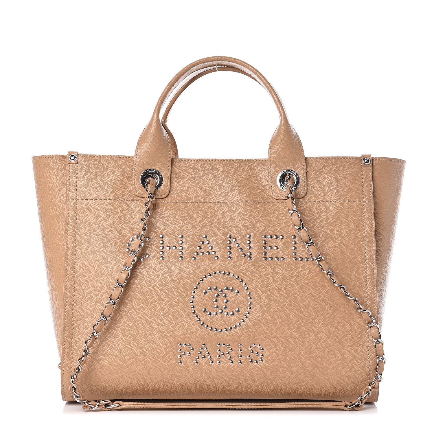 Chanel Caviar Small Studded Deauville Tote Beige 1 of 15
