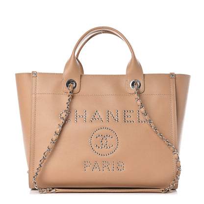 Chanel Caviar Small Studded Deauville Tote Beige 1 of 15