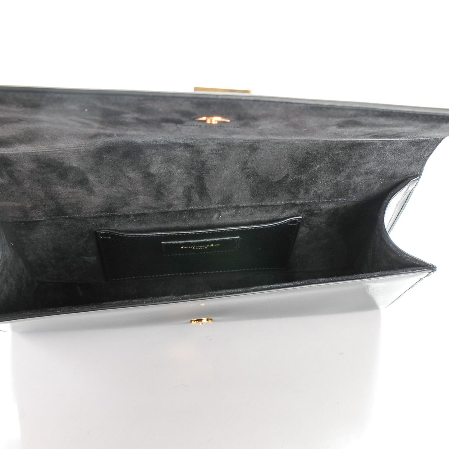 Textured Patent Classic Monogram Clutch Black