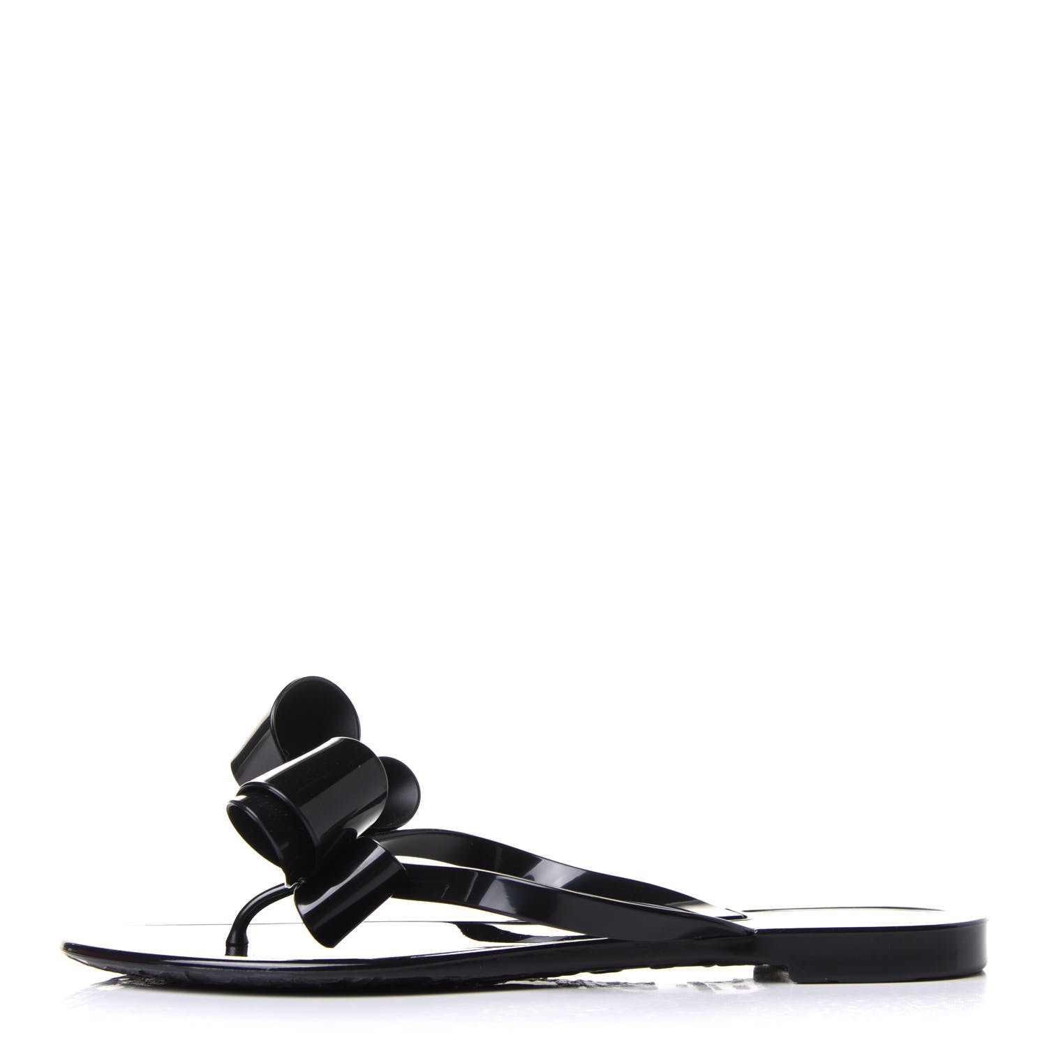 Valentino Garavani PVC Jelly Bow Thong Sandals 38 Black 1 of 9