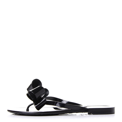 Valentino Garavani PVC Jelly Bow Thong Sandals 38 Black 1 of 9