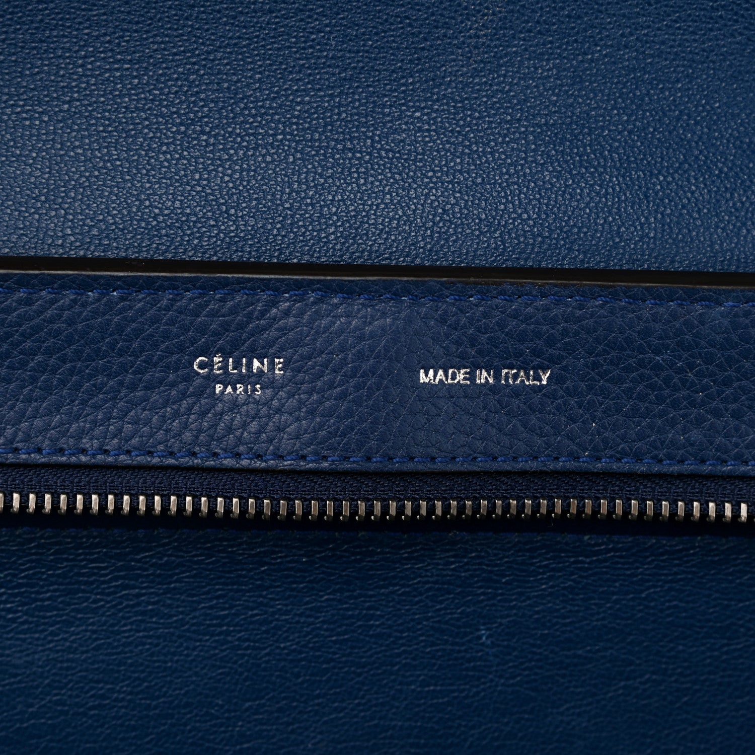 Celine Drummed Calfskin Suede Medium Trapeze Navy 6 of 16